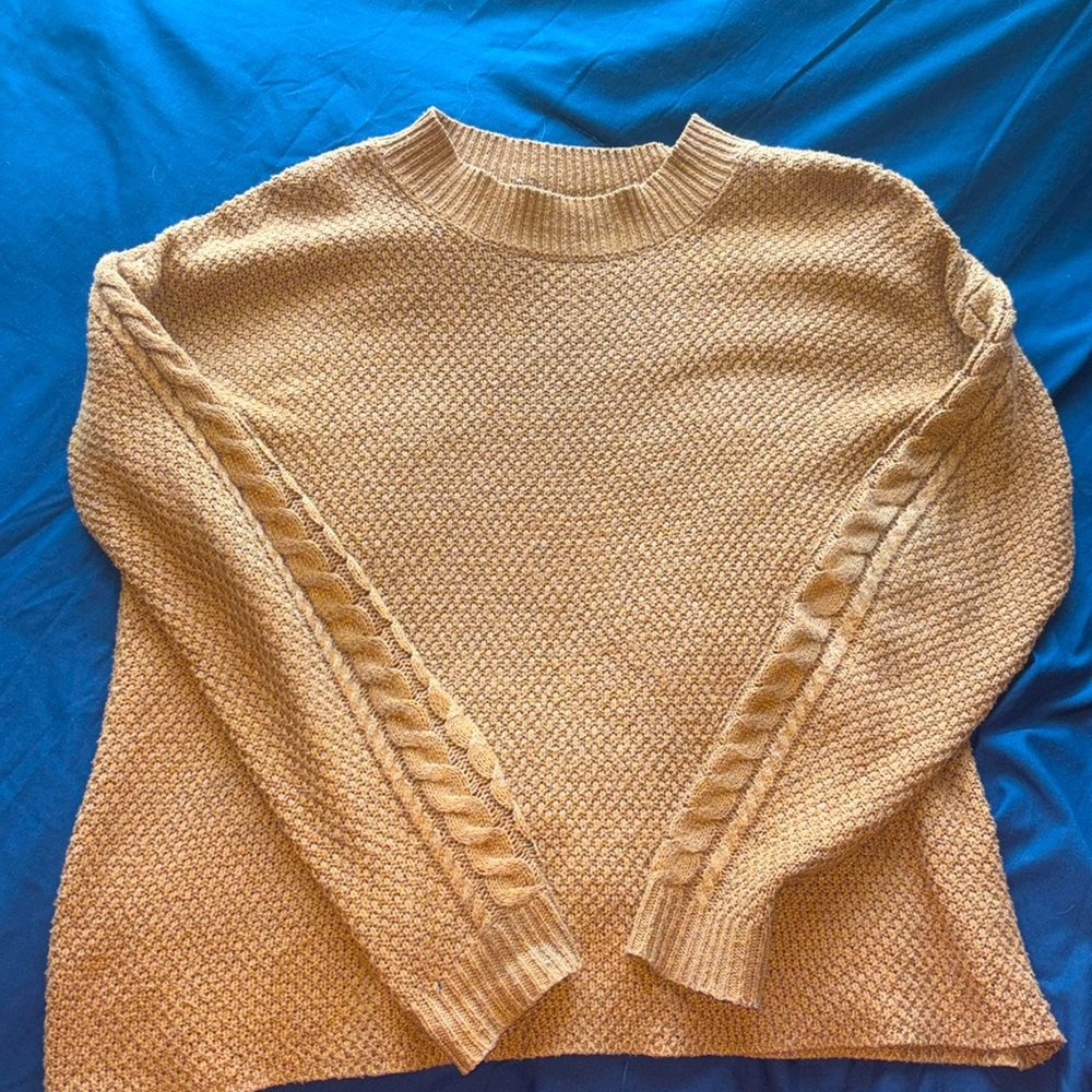 Mustard Yellow Pink Rose Sweater
